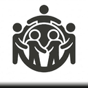 Минималистичная одноцветная иконка, символизирующая программу социализации подростков в центре реабилитации СибРехаб Центр